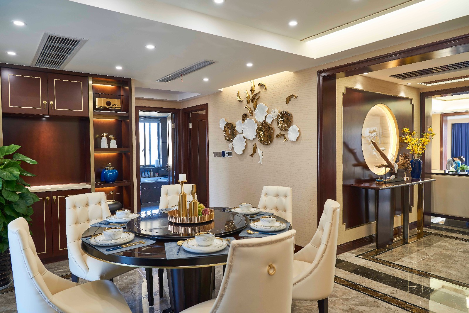 装修案例新中式风格室内装修效果图-餐厅 装修案例新中式风格室内装修效果图-餐厅