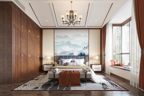 遂宁460平米新中式风格山屿湖别墅室内装修设计案例